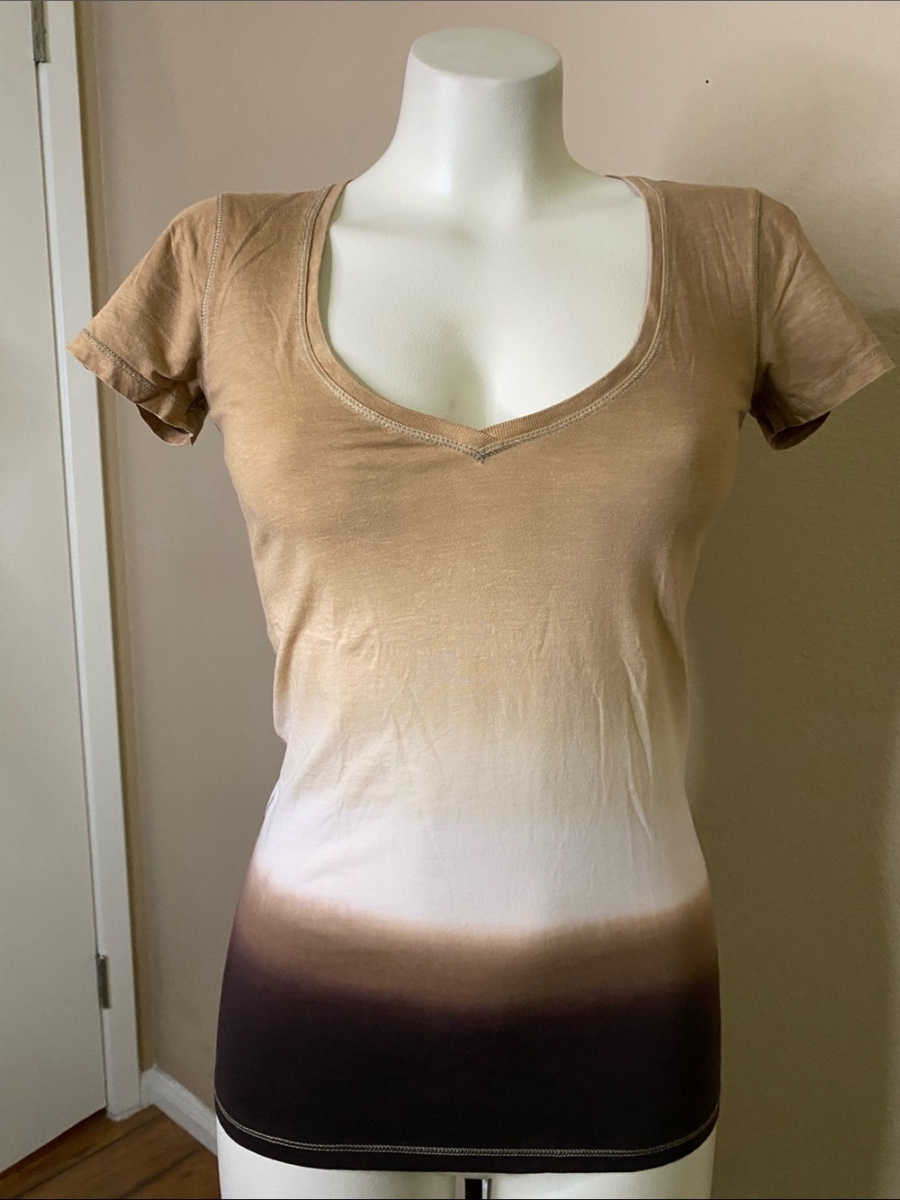 Martin + Osa Tan and Brown tiedye influenced cotton tee Top